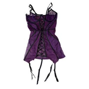 New Purple and Black Lingerie Slip Teddy Set